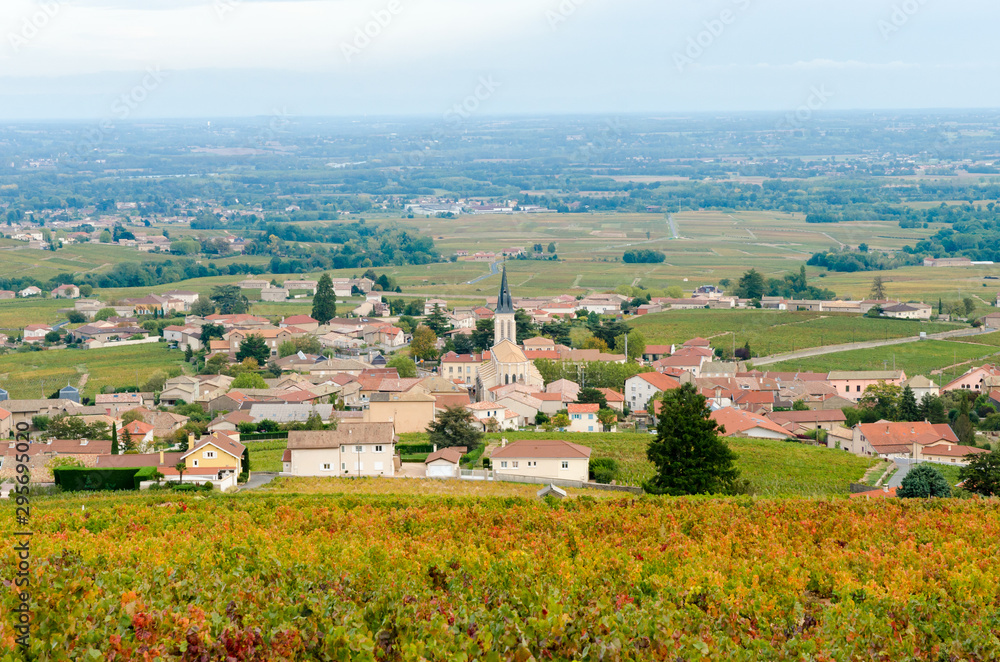 Fleurie village at fall