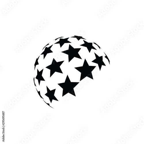 Soccer ball icon. Abstract logo with black stars.