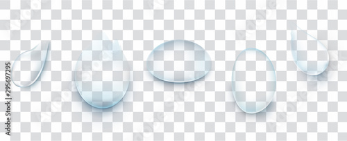 Water drops set isolated on the transparent background. Vector illustration. 