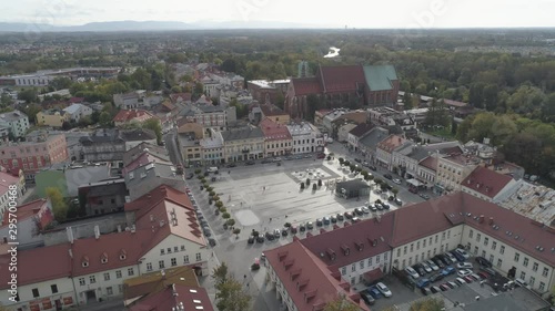 Aerial view of Oswiecim, the town beside the Auschwitz nazi concentration camp. Poland..