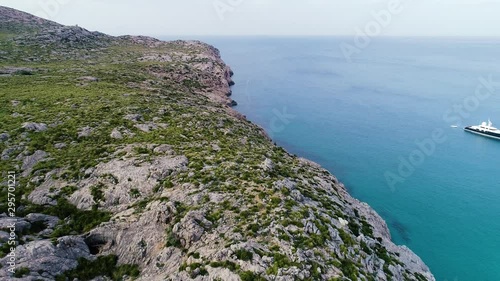 aerial view of boat at seashore