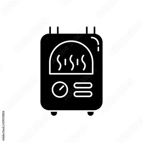 Central heating glyph icon. Utility service. Building heat equipment. Silhouette symbol. Negative space. Vector isolated illustration