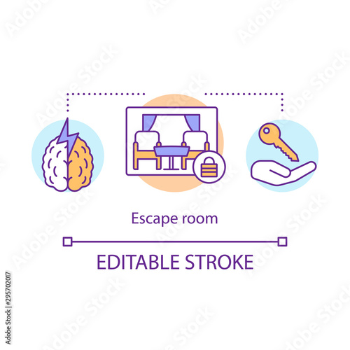 Escape room concept icon. Quest idea thin line illustration. Real life strategy game. Logical, rational thinking. Looking for exit, key. Vector isolated outline drawing. Editable stroke