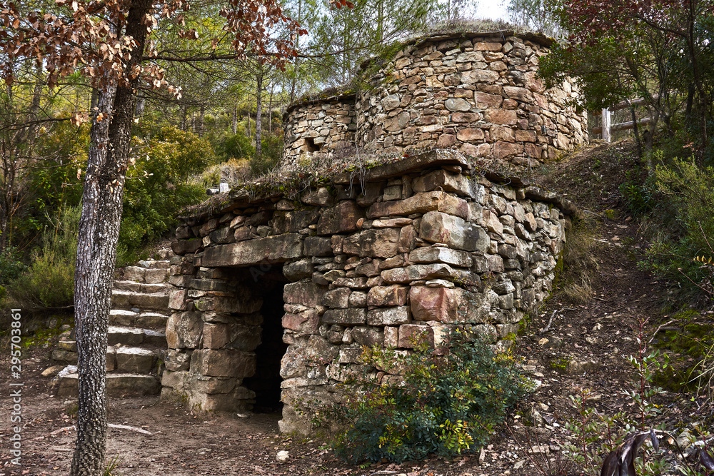 Stone hut in the middle of the forest