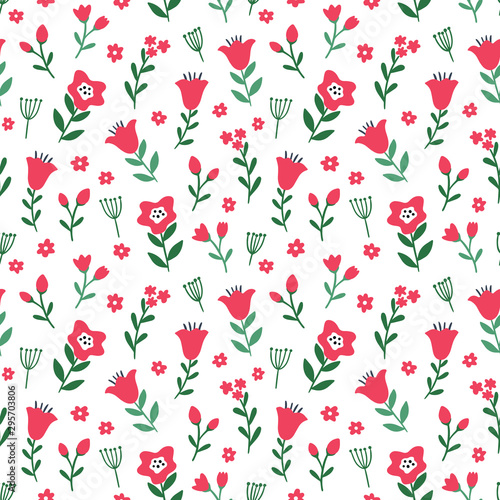 Wallpaper Mural Seamless colorful floral pattern with wild flowers. Ditsy print. Simple scandinavian style. Vector illustration Torontodigital.ca