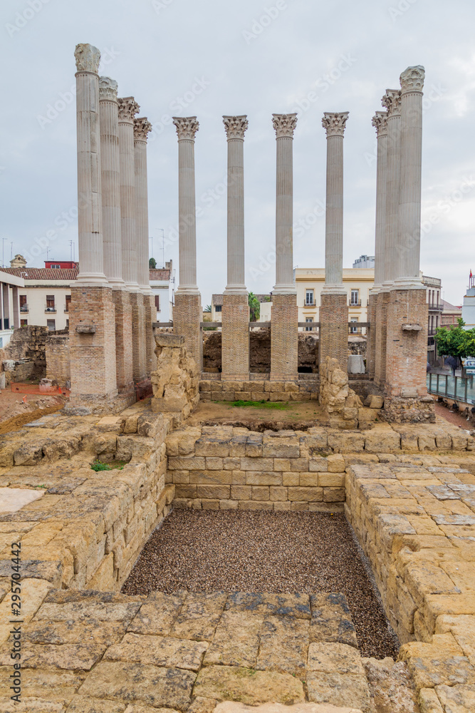Fototapeta premium Remaining columns of the Roman temple of Cordoba, Spain