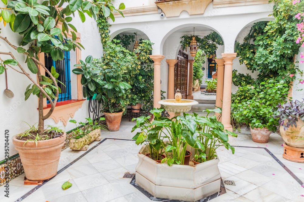 Courtyard of a traditional house in Cordoba, Spain