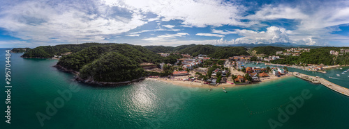 Aerial View of Santa Cruz Bay in Huatulco Oaxaca, Mexico