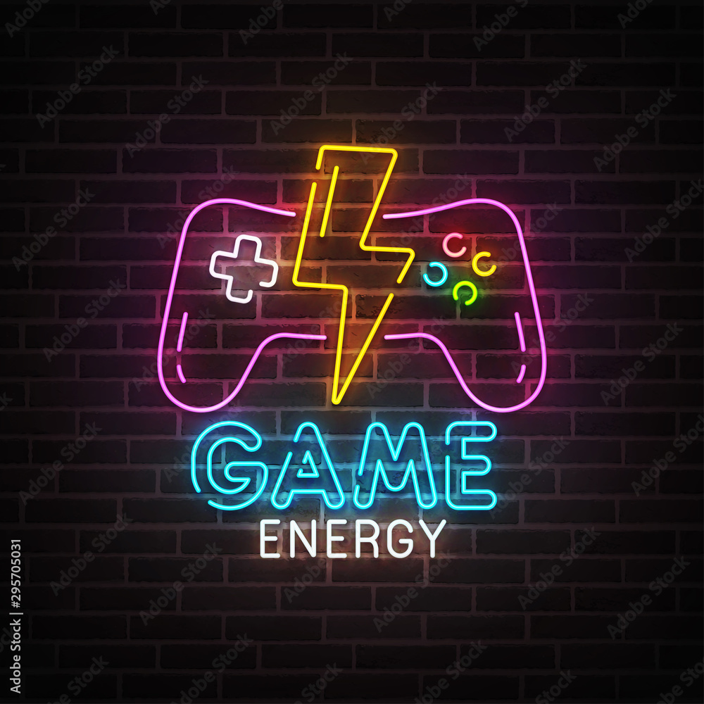 Neon Hard Games Neon Sign Bright Stock Vector (Royalty Free) 1447377215