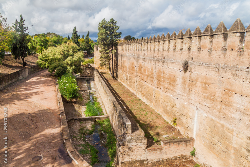 Fortification walls of Alcazar in Cordoba, Spain Fortification walls of Alcazar in Cordoba, Spain