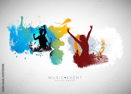 Party background with dancing people - vector illustration