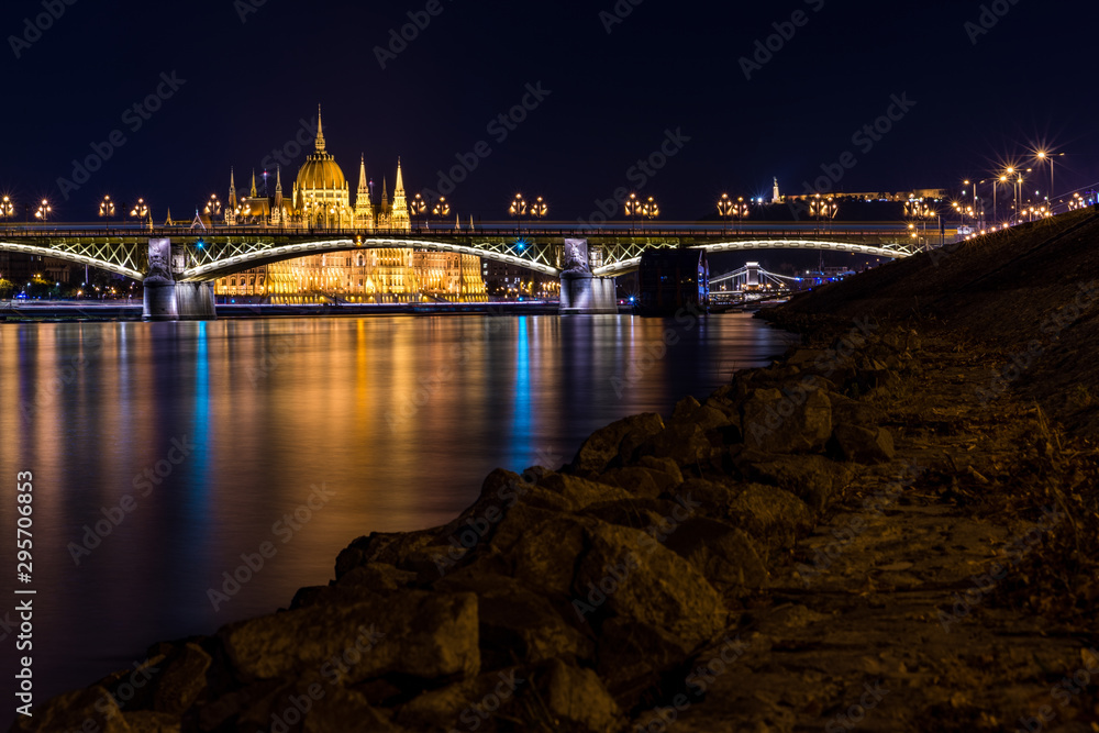 Margit bridge, the Danube and the Parliament in Budapest
