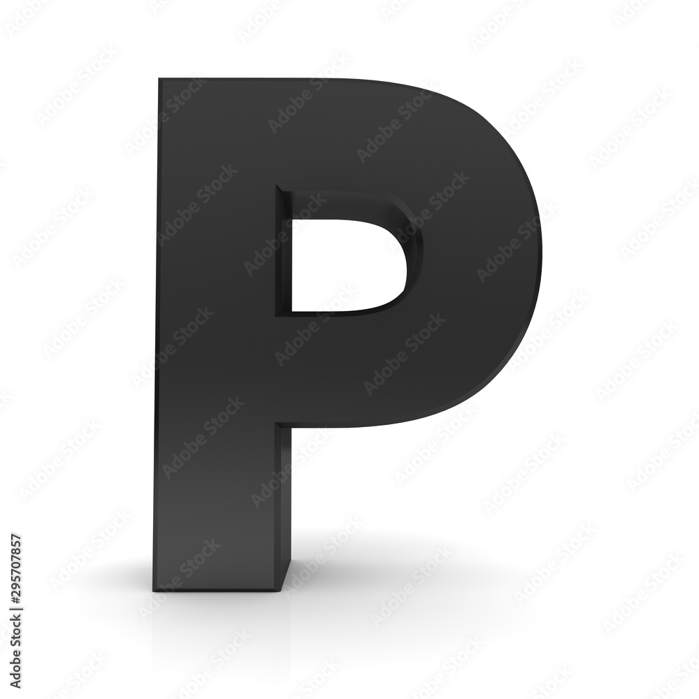 p letter black capital alphabet character sign 3d rendering isolated on white p letter black capital alphabet character sign 3d rendering isolated on white