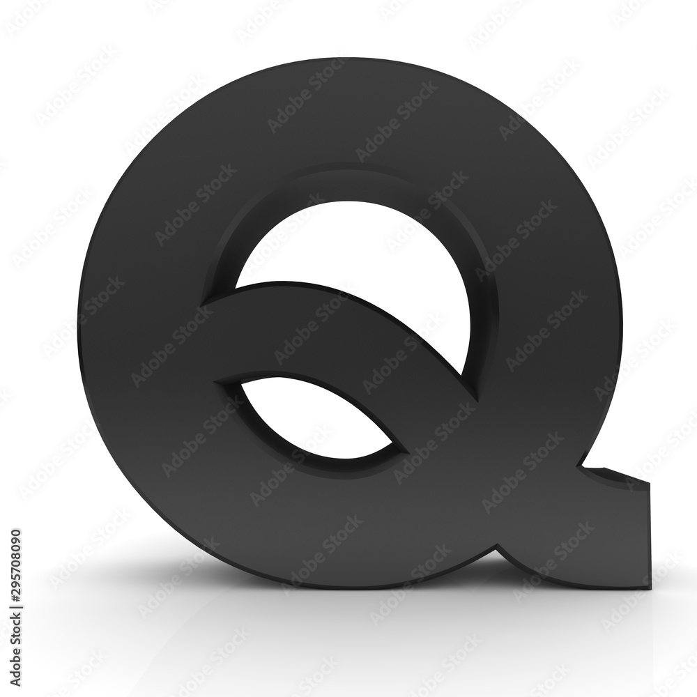 q letter black capital alphabet character sign 3d rendering isolated on white q letter black capital alphabet character sign 3d rendering isolated on white