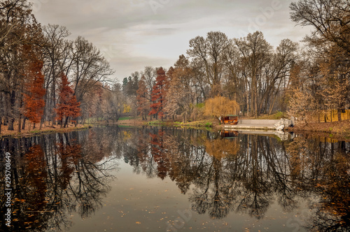 Domeniul Stibei Bucharest Romania beautiful autumn lake reflection forest trees domain photo