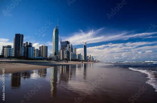 Gold Coast cityscape reflection from the beach