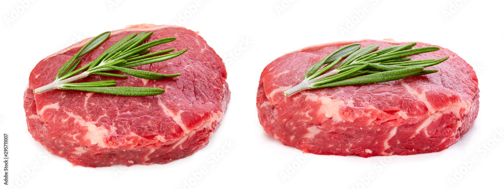 Fresh raw beef steak isolated on white background Fresh raw beef steak isolated on white background