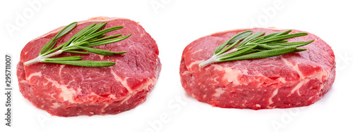 Fresh raw beef steak isolated on white background