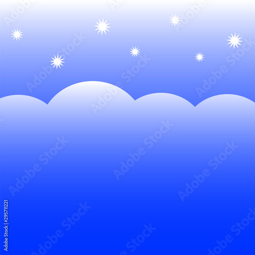 Fototapeta Naklejka Na Ścianę i Meble -  Background for baby lullaby. Night blue sky, stars and cloud. Cartoon flat vector illustration. Square shape.