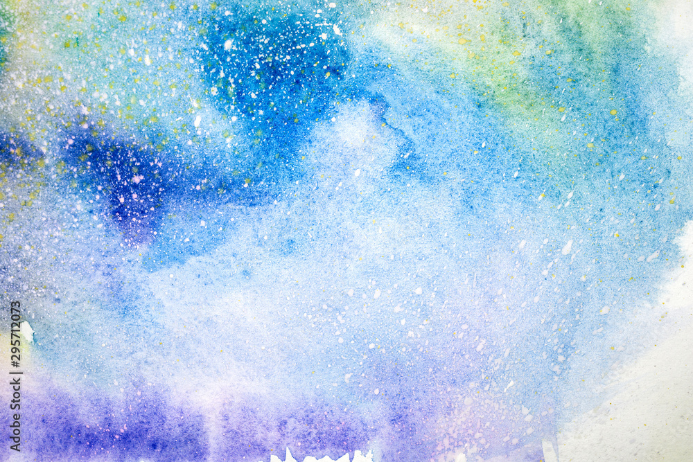 Watercolor abstract painting. Water colour drawing. Colorful blots texture background.