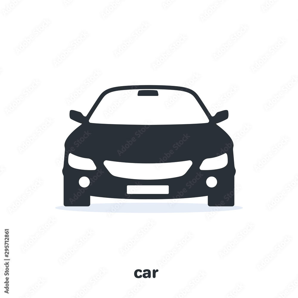 Obraz premium flat vector image on a white background, car icon in the form of a silhouette in black