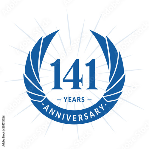 141st years anniversary celebration design. One hundred and forty-one years logotype. Vector and illustration.