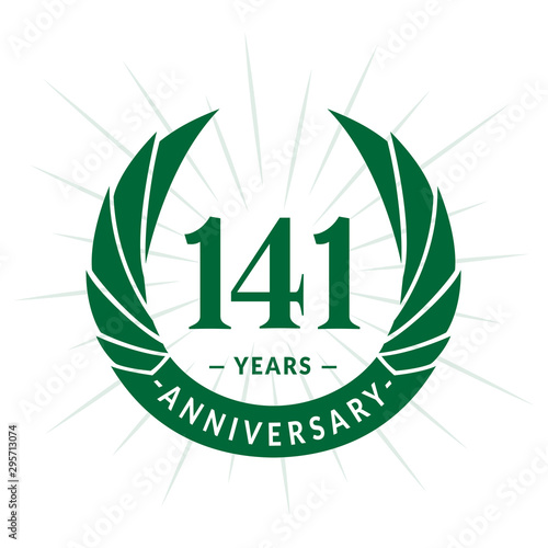 141st years anniversary celebration design. One hundred and forty-one years logotype. Vector and illustration.