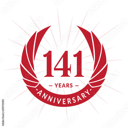141st years anniversary celebration design. One hundred and forty-one years logotype. Vector and illustration.