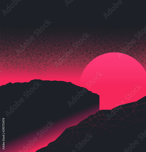 neon space universe mountain