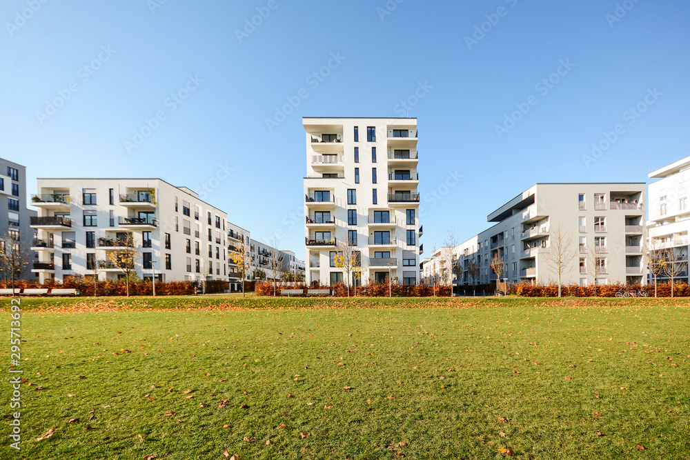 Modern apartment buildings in a green residential area in the city Modern apartment buildings in a green residential area in the city