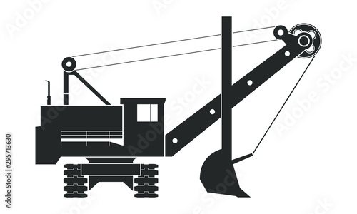 Mining excavator icon isolated on background. Vector illustration