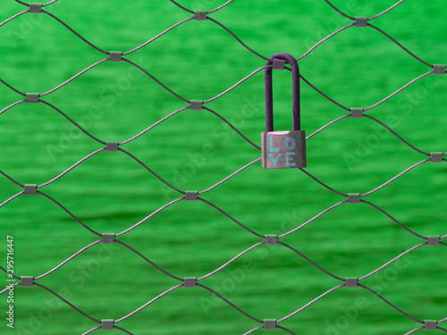 love lock on green background