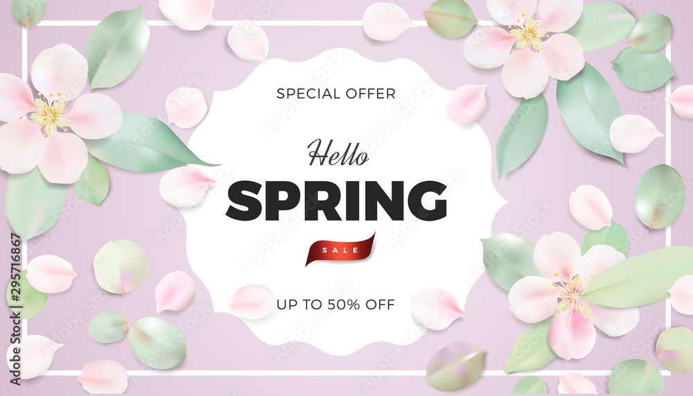 Soft color spring pastel background with spring flowers and leaves Soft color spring pastel background with spring flowers and leaves