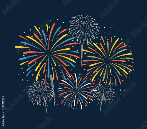 Festive color firework on dark night background.