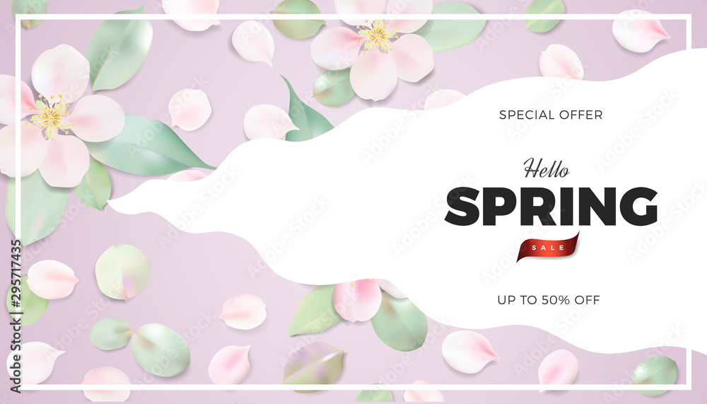 Soft color spring pastel background with spring flowers and leaves Soft color spring pastel background with spring flowers and leaves