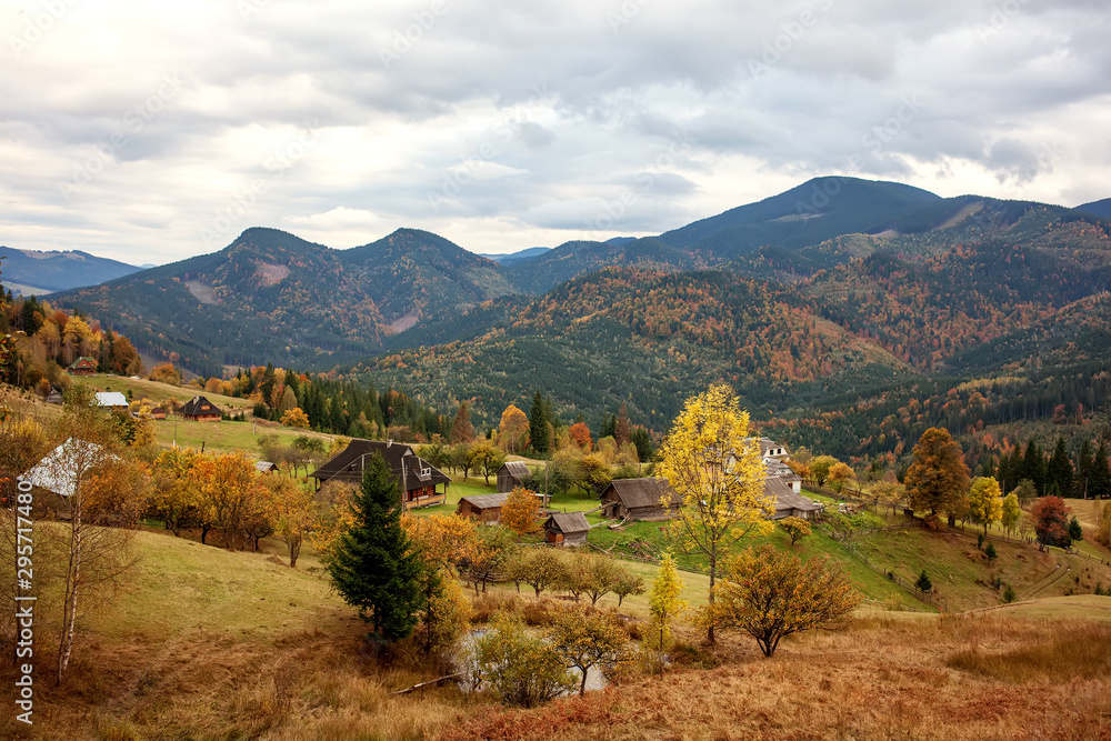 Naklejka premium Carpathian mountains in autumn season