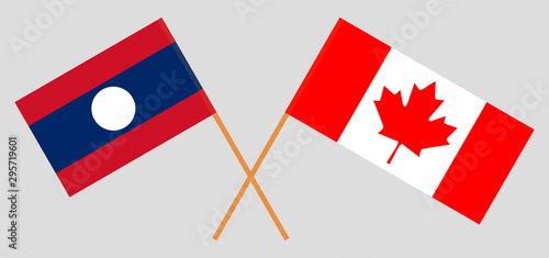 Laos and Canada. Laotian and Canadian flags