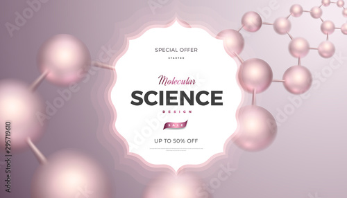 Fototapeta Naklejka Na Ścianę i Meble -  Science background vector design with 3d molecular structure