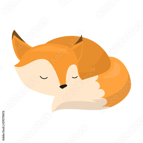 Fototapeta Naklejka Na Ścianę i Meble -  Cute fox sleeping. Vector illustration isolated on white background