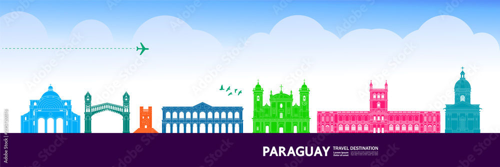 Paraguay travel destination grand vector illustration.