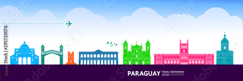 Paraguay travel destination grand vector illustration.