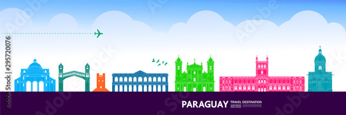 Paraguay travel destination grand vector illustration.