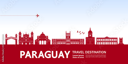 Paraguay travel destination grand vector illustration.