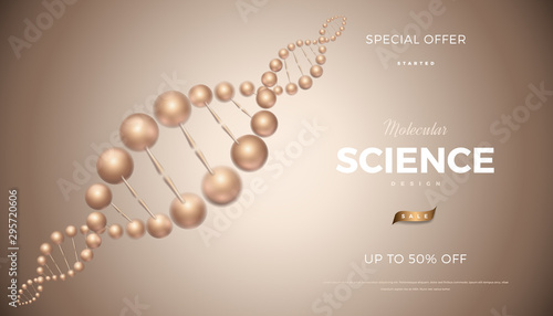Science background vector design with 3d molecular structure