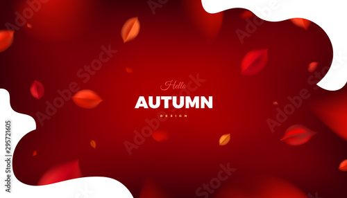 Autumn sale background, nature design elements with red leaves