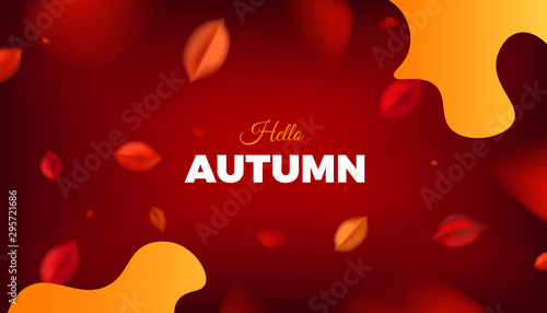 Autumn sale background, nature design elements with red leaves