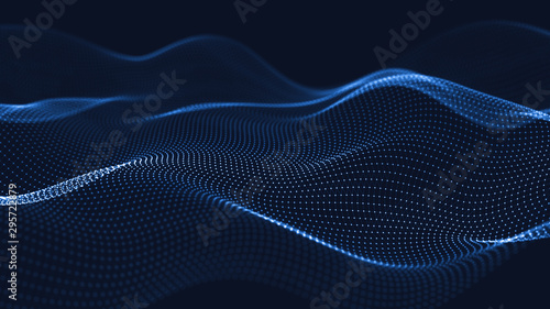 3d abstract digital technology background. Futuristic sci-fi user interface concept with gradient dots and lines. Big data, artificial intelligence, music hud. Blockchain and cryptocurrency