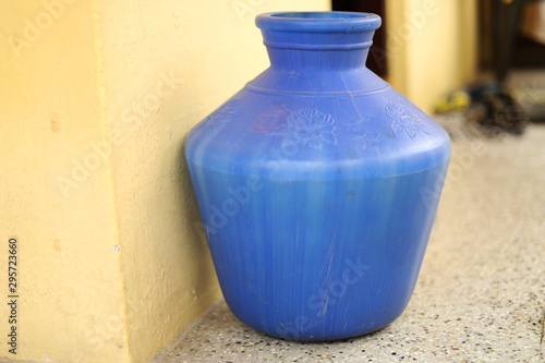 plastic kudam or pot, water container for water storage photo