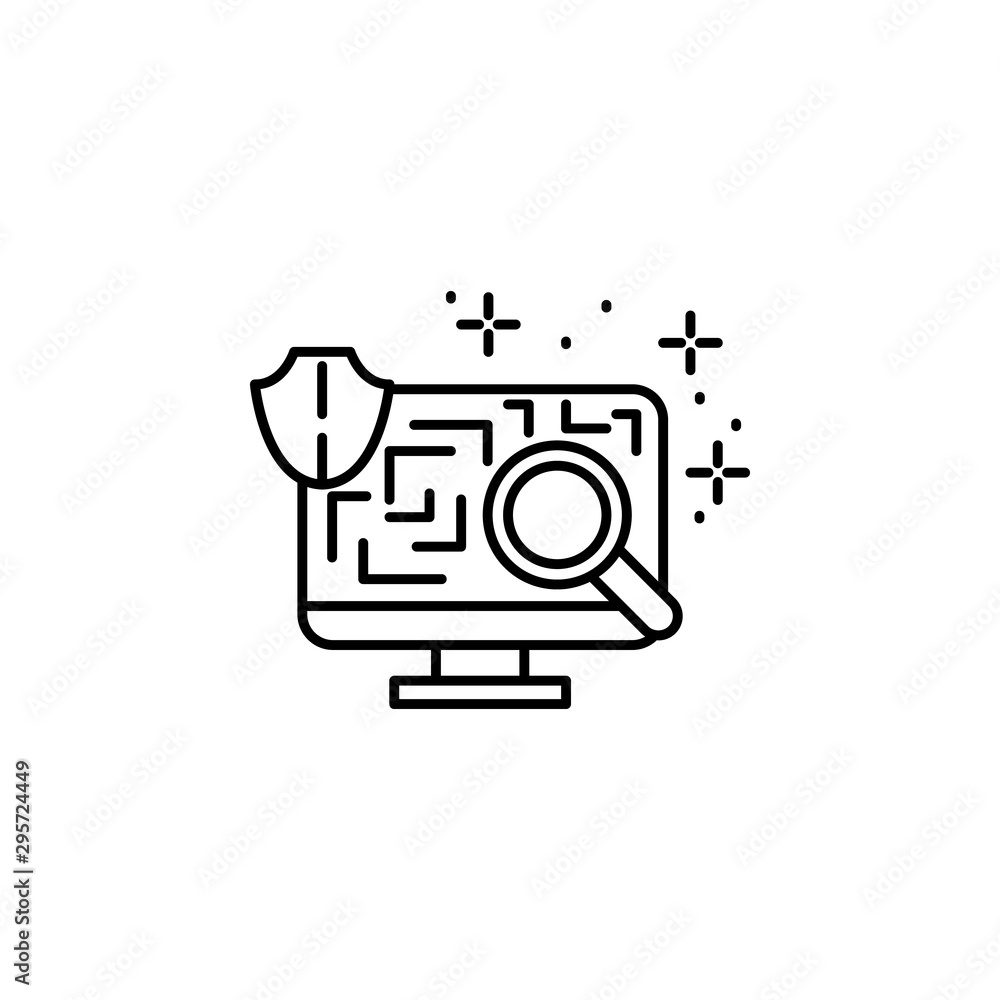 Monitor shield QR code scanner icon. Element of qr code and barcode icon Monitor shield QR code scanner icon. Element of qr code and barcode icon