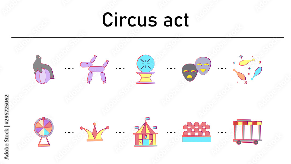 Circus simple concept flat icons set